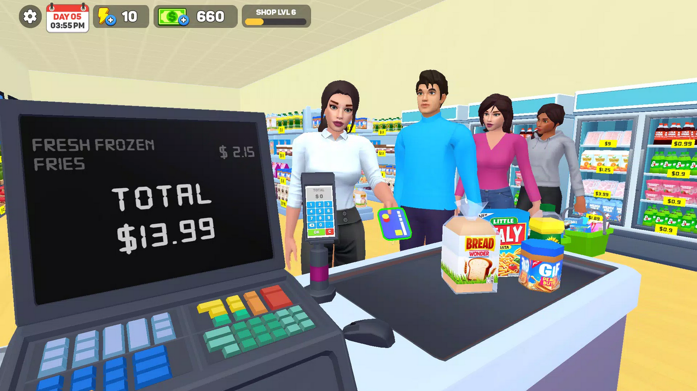 Manage supermarket simulator мод много денег